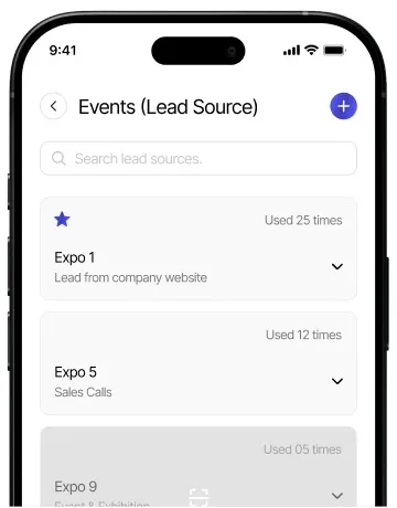 Events (Lead Source) list in PeriScan